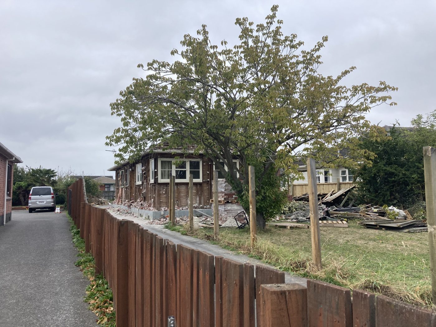 Demolition of the original house underway
